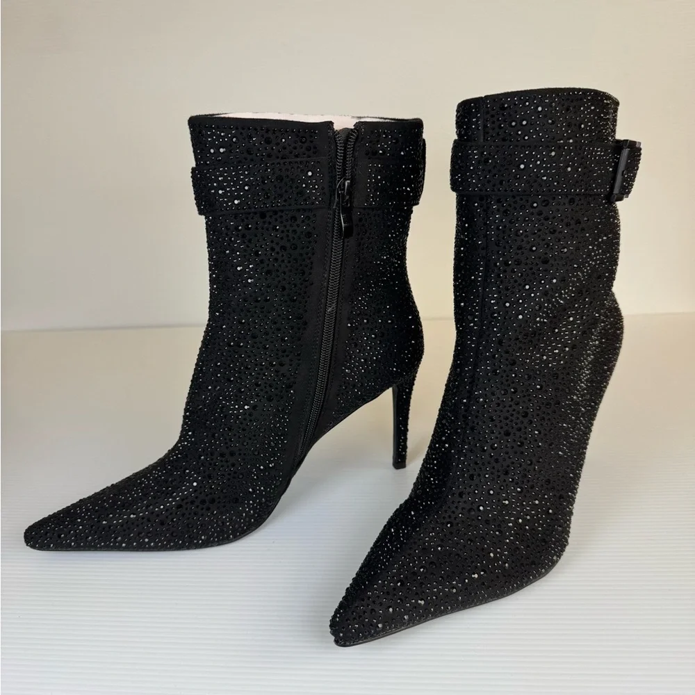 Sparkly Rhinestone Stiletto Ankle Boots Glam Party Concert Bootie Size 9 - Picture 2 of 6